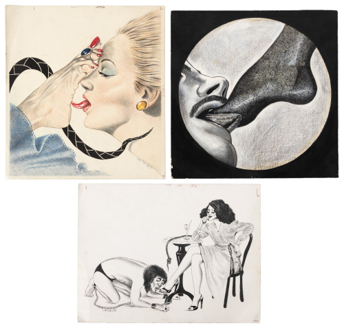 Three foot fetish artworks, two by Lagus