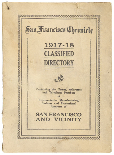San Franscico Chronicle 1917-18 Classified Directory