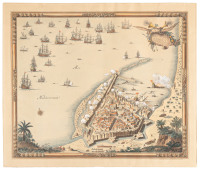 Plan de la Ville de Tripoli en Barbarie attaquée par l'Armée Navale du Roy, commandée par le Mareschal d'Estrées Vice Admiral de France, le 22 de Juin 1685 reduite a l'obeïssance de sa Majesté le vingt cinq du mesme mois