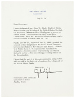 Typed letter signed by Lyndon B. Johnson as President