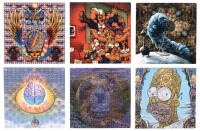 Nine psychedelic blotter art prints