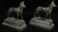 Pair of Pompeian Bronze German Shepherd Bookends.