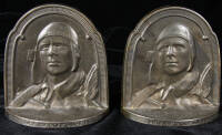 Pair of "The Aviator" bookends of Charles A. Lindbergh.