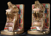 Pair of vintage bookends of scholar by Marion Bronze Co.