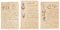 Three manuscript menus in French