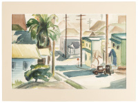 Watercolor painting of downtown Honolulu
