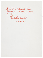 Signed inscription by Charles Bukowski