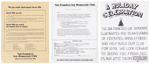 Three San Francisco Gay Democratic Club flyers