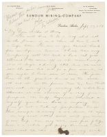 Autograph letter from Sumdum Mining Company employee