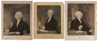 Sixteen hand-colored lithograph portraits of the early Presidents