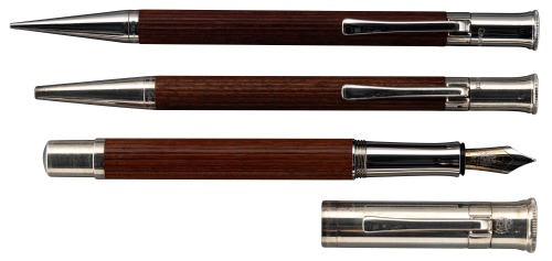 FABER-CASTELL: Graf von Faber-Castell Platinum-Plated and Fluted Wood Fountain Pen, Ballpoint and Propelling Pencil * Lot of Three Instruments