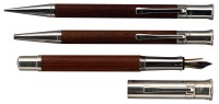 FABER-CASTELL: Graf von Faber-Castell Platinum-Plated and Fluted Wood Fountain Pen, Ballpoint and Propelling Pencil * Lot of Three Instruments