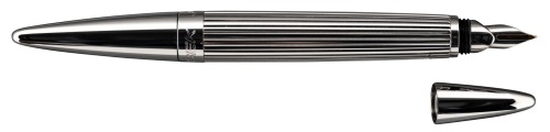 JORG HYSEK: Palladium-Plated Fountain Pen, Godron-Striped Pattern