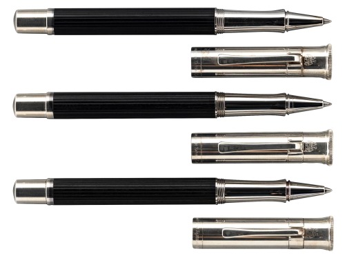 FABER-CASTELL: Graf von Faber-Castell Platinum-Plated and Fluted Wood Rollerballs * Lot of Three