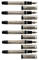MONTEGRAPPA: Cosmopolitan * Lot of Six Limited Edition Sterling Silver Fountain Pens