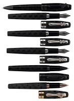 MONTEGRAPPA: Fortuna Ruble [and] Parental Advisory "Cash" Fountain Pens and Rollerballs * Lot of Six