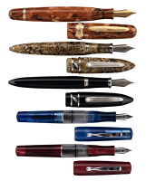 STIPULA: Magnifica, Model T [and] Vedo Fountain Pens * Lot of Five