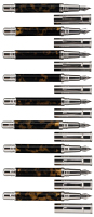 FERRARI DA VARESE: Spartacus Amber Fountain Pens * Lot of Nine