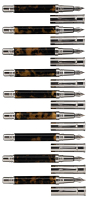 FERRARI DA VARESE: Spartacus Amber Fountain Pens * Lot of Nine