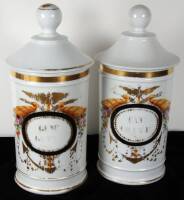 Lot of 2 French Porcelain Apothecary Jars