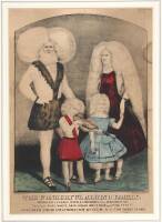 The Wonderful Albino Family. Rudolph Lucasie, Wife and Children, from Madagascar. They have pure White Skin, Silken White Hair and Pink Eyes!! Have been exhibited at Barnum's Museum, N.Y. for Three Years