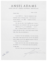 Typed letter signed by Ansel Adams addressed to photographer Nata Piaskowski