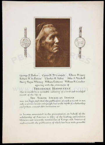 Solicitation for contributions to fund the printing of Curtis' North American Indian