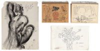 Artist sketchbooks and early charcoal drawing by interned Japanese American artist, Henry Fukuhara