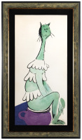 Greenish Cat on a Pinkish Pot