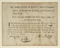 Eighteenth Century New York Liquor License