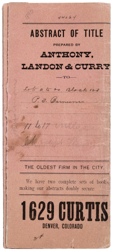 Abstract of Title Prepared by Anthony, Landon & Curry to...P.T. Barnum