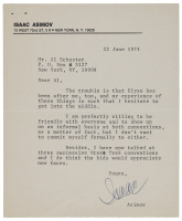 Signed typed letter from Isaac Asimov