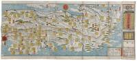 Color woodblock strip map of Japan, Edo Period