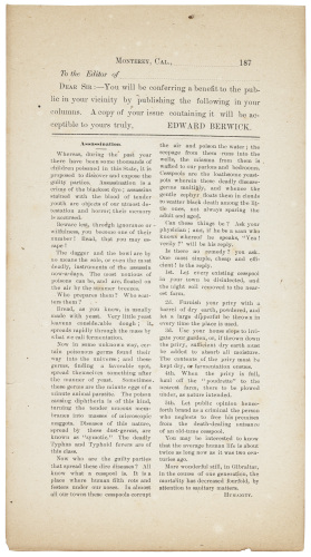 Printed broadside with discourse on cesspools