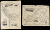 Lot of 2 steel-engraved maps by John Tallis