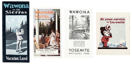 Four folding brochures relating to Yosemite and Wawona