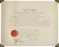 Document signed by Calvin Coolidge, appointing Theodore L. Cogswell to Register of Wills