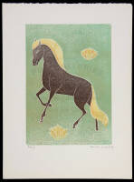 Colored wood block print - "Pony"