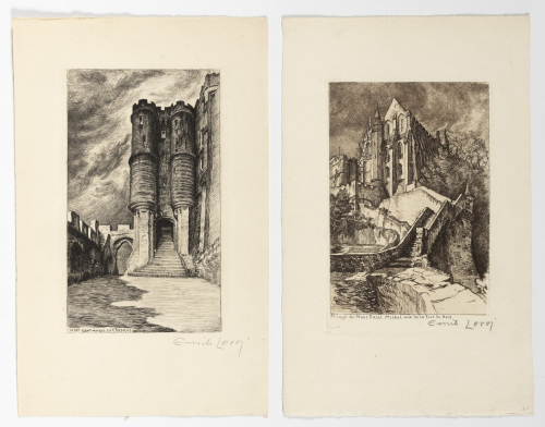 Two etchings by Emile Leroi
