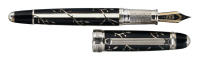 DAVID OSCARSON: Trellis Collection Grey Enamel and Sterling Silver Limited Edition Fountain Pen