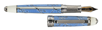 DAVID OSCARSON: Trellis Collection Light Blue Enamel and Sterling Silver Limited Edition Fountain Pen