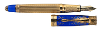 MICHEL PERCHIN: Faberge Imperial Russian Blue Enamel and Vermeil Limited Edition Fountain Pen