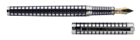 KING CROWN: White Metal Fountain Pen, Grid Pattern