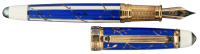 DAVID OSCARSON: Trellis Collection Blue Enamel and Vermeil Limited Edition Fountain Pen