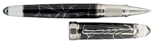 DAVID OSCARSON: Winter Collection Black Enamel and Sterling Silver Limited Edition Rollerball Pen