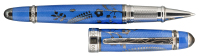 DAVID OSCARSON: Blue Enamel and Sterling Limited Edition Rollerball Pen, Flowers and Ferns Pattern