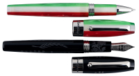 MONTEGRAPPA: Fortuna Pater Noster Fountain Pen [and] Fortuna Tricolore Rollerballs * Lot of Five Pens