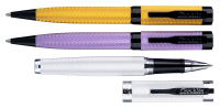 CONKLIN: Lot of Seven Herringbone Ballpoint and Rollerball Pens