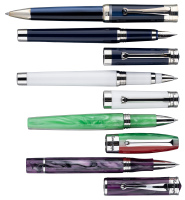 MONTEGRAPPA: Fortuna Tricolore, Parola, Ducale [and] Desiderio Fountain Pens, Rollerballs and Ballpoints * Lot of Nine Pens