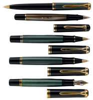 PELIKAN: Lot of Five Fountain Pens, Rollerballs, Ballpoints